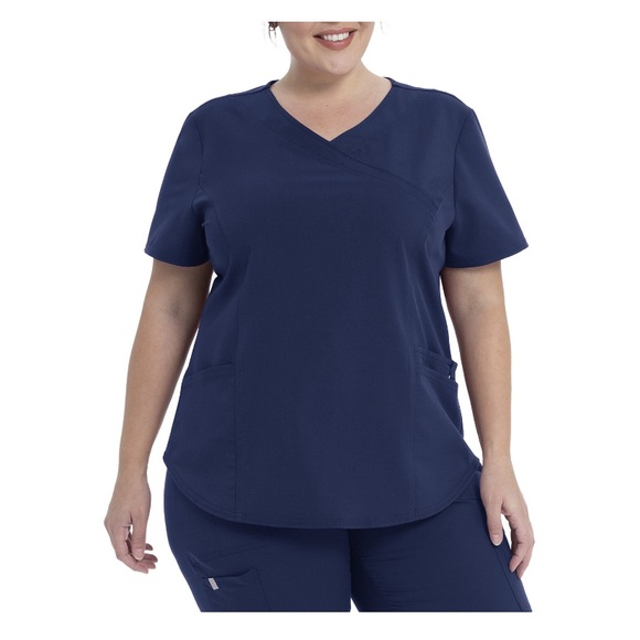 Scrubstar Tops Plus Size Antimicrobial Premium Ultimate Mock Wrap
